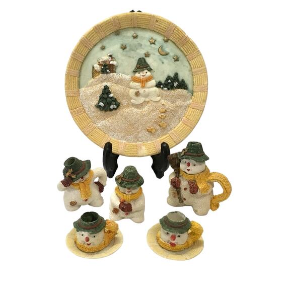 Precious Moments Winter Snowmen Mini TEASET 8 pcs - Picture 1 of 6
